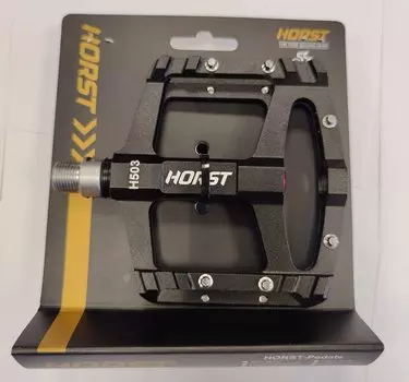 Педали велосипедные HORST H503 алюминий, широкие, ось Cr-Mo, 97*105*17мм, черные, 00-170880