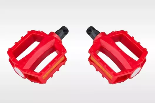 Педали велосипедные KIDS, детские, пластик, с отражателями, 95х82, ось 1/2" (12мм), красный, FWD3032603-14-3