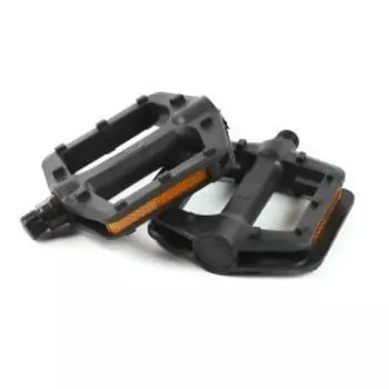 Педали велосипедные M-WAVE, 100x95x18мм, широкие, шарикоподшипник, с отражателями, пластиковые, черные, 00-170285