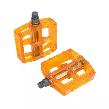 Педали велосипедные M-WAVE BMX, пластикоевые, широкие, ось Cr-Mo, оранжевые, 5-311387