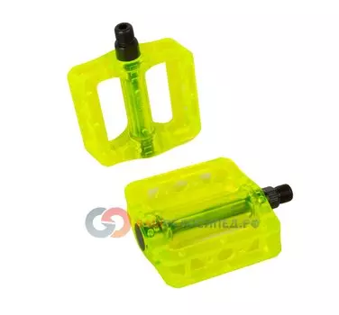 Педали велосипедные MTB/BMX пластиковые широкие полупрозрачные GM-02 GREEN зеленые 6-105