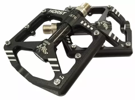 Педали велосипедные широкие HORST H578 ось Cr-Mo+CARBON с 3-мя герм.промподш. 300г черные, 00-170823