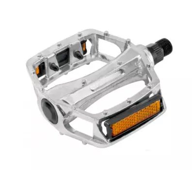 Педали велосипедные STELS BLF-B8, алюминий, серебристые, 9/16", со светоотражателем, 360107