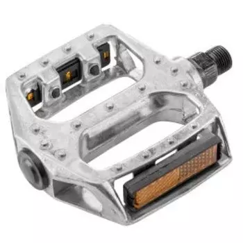 Педали велосипедные STELS JD-281, ось 9/16", со светоотражателями, алюминий, серебристые, 360120