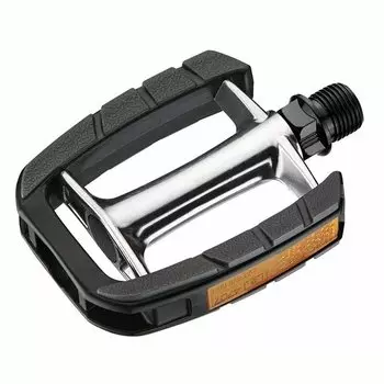 Педали велосипедные VP CITY, алюминиевые/пластиковые, 100 x 80мм, 9/16", серебристо-черные, VP-613