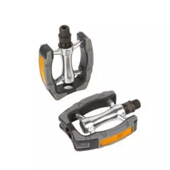 Педали велосипедные WELLGO алюминий C098 ось Cr-Mo пластиковый обод, резиновые накладки, 6-14198