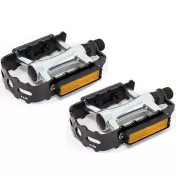 Педали велосипедные WELLGO C128, стальные с алюминевым ободом, 107х63х24 мм, 296г, черные, 6-190432