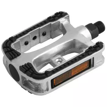 Педали велосипедные Wellgo LU-994, ось 9/16", со светоотражателями, алюминиевые, чёрно-серебристые, ST (360041)