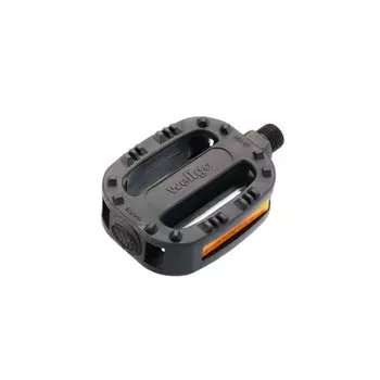 Педали велосипедные WELLGO LU-P21, пластиковые, с отражателями, 1/2" детские, 90*65*31мм, 294г, черные, 6-190445