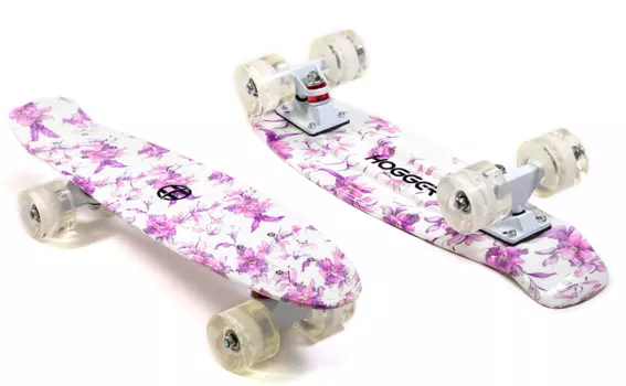 Пенниборд HOGGER Фиолетовые цветы, 22"(56 см), пластик, колеса PU 45х60 мм, ABEC 7, Violet