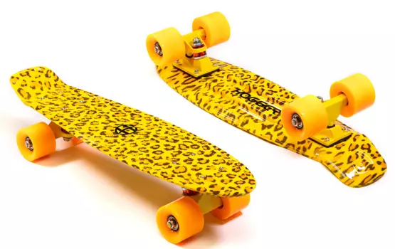 Пенниборд HOGGER Желтый леопард, 22"(56 см), пластик, колеса PU 45х60 мм, ABEC 7, YellowLeopard