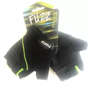 Перчатки велосипедные FUZZ GEL COMFORT, лайкра, D-GRIP GEL, на липучке, черно-зеленый, 08-202351 (Размер: XS)
