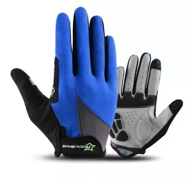 Перчатки велосипедные RockBros S030, длинный палец, синий (Размер: M (Asia L))