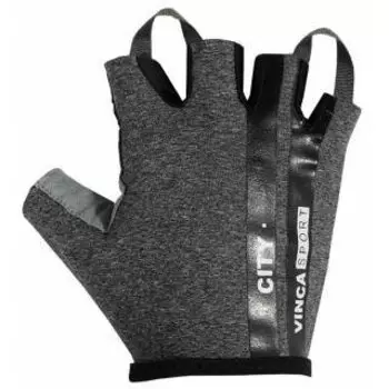 Перчатки велосипедные Vinca sport "город", лайкра, ладонь замша/гель, серый/черный, VG 958 City adult (Размер: XL)