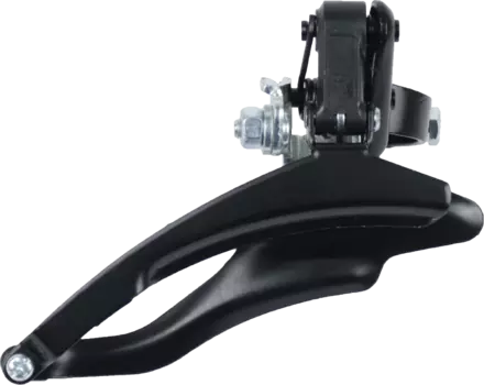 Переключатель передний неиндексный Vinca Sport, нижняя тяга, хомут 28,6 мм, макс. звезда 48Т, 15-21ск, черный, QD 05A