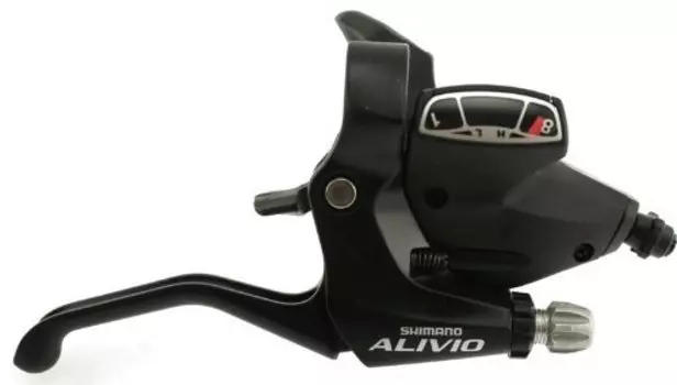 Переключатель SHIMANO ALIVIO ASTM410R8 (шифтер+тормозная ручка), 8 скоррстей, правая, черная, 2-8104