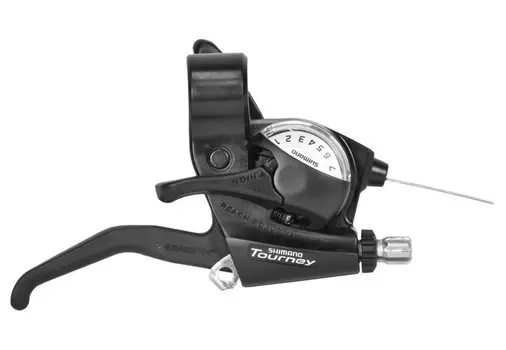 Переключатель велосипедный SHIMANO TOURNEY STEF407R шифтер+торм. ручка 7скор. правый, с тросом 2000мм, черный, 2-8862