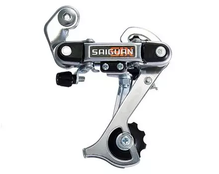 Переключатель задний China, дискретный, длиная лапка, ёмкость 36T, крепление на петух, сталь, серебро, HG-18A