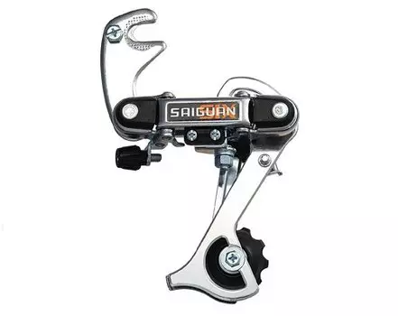 Переключатель задний China, дискретный, длиная лапка, ёмкость 36T, крепление на ось, сталь, серебро, HG-18