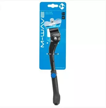 Подножка M-WAVE алюм. 16-20" регул. центр. крепл. с планкой, универс. на блистере, черная, 5-430712