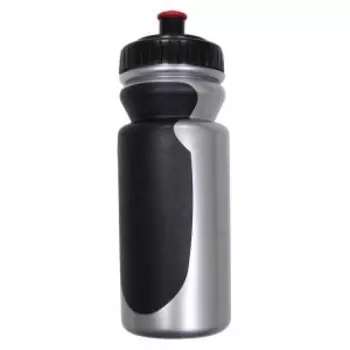 Фляга велосипедная V-GRIP, 550мл, пластик, с клапаном, резиновые вставки, серебро/черный, V-6000