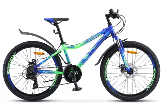 Подростковый велосипед STELS Navigator-450 MD 24" V030. 2020, LU082897 (Рама: 13" (Рост: 130-145 см.), Цвет: Синий/неоновый зелёный V030)