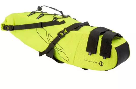 Подсумок велосипедный M-WAVE, подседельная, раскладная, 53х13х15 см, 11 л, влагозащита, неоново-желтый, 5-122636