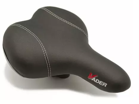 Велосипедное седло VADER спорт/комфорт, чёрное с серебряными линиями VD720-003