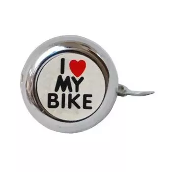 Звонок велосипедный ACME, сталь, детский, серебристый с рисунком "I love my bike", 00-170691