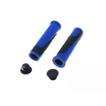 Грипсы велосипедные TRIX, резиновые, 125 мм, торцевые заглушки, черно-синие, HL-G305 blue