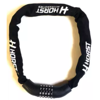 Замок велосипедный HORST, цепь, кодовый (5 разрядов), 6х900 мм, черный, 09-100244