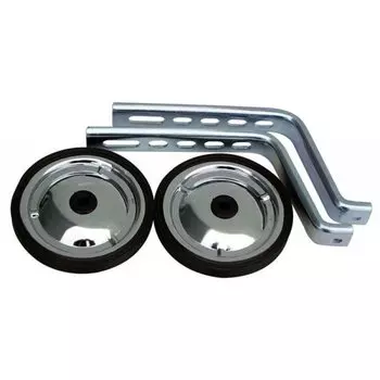 Приставные колеса M-WAVE, детские, на 12-20", с крепежом, металлические, 128 мм, хромированные, 00-210200