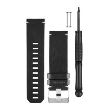 Ремешок сменный для спортивных часов Garmin Fenix 3, кожа, черный, 010-12168-29