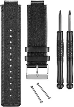 Ремешок сменный Garmin, для vivoactive, кожа, черный, 010-12157-07