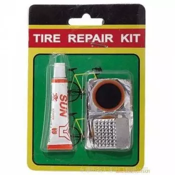 Ремкомплект MINGDA: резиновый клей 10мл, 4 заплатки D:25мм, наждачка, ниппельная трубка, 21045