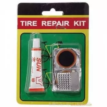 Ремкомплект TBS MINGDA: резиновый клей 10мл, 4 заплатки D:25мм, наждачка, ниппельная трубка, 21045