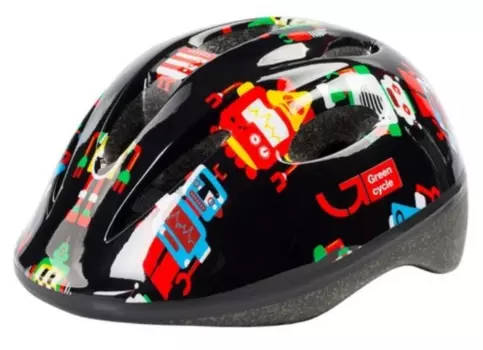 Велошлем детский Green Cycle Robots, черный, 2019 (Размер: 48-52 см )