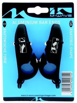 Рога для велосипеда M-Wave алюминиевые/резиновые прямые короткие черные литые 5-408172