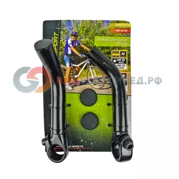 Рога для велосипеда Vinca удлиненные с логотипом, пара, алюминий, чёрные, VBE 4