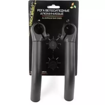 Рога велосипедные Vinca Sport, удлиненные, с логотипом (пара), 22.2*180 мм, алюминий, черный, VBE 4 black