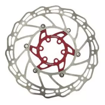 Ротор велосипедный ALHONGA, 180мм, нержавеющая сталь, серебристый/красный, с болтами, HJ-DXR1807-BK