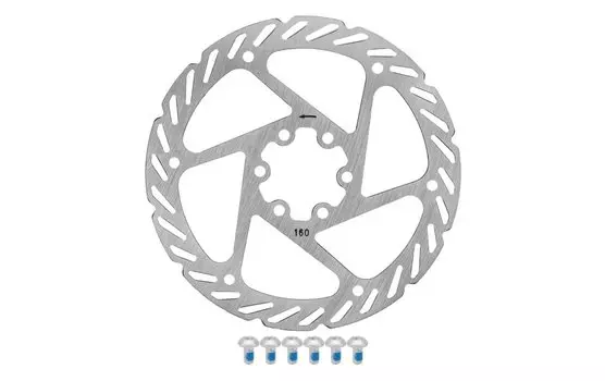 Ротор велосипедный дискового тормоза TRIX, 160мм, под 6 болтов, PCD 44мм, сталь, YRT-05-160