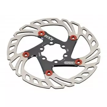 Ротор велосипедный ELVEDES RX16 ( ротор), "плавающий", 160 мм. 6 болтов. черный с красными заклепками, 2015206