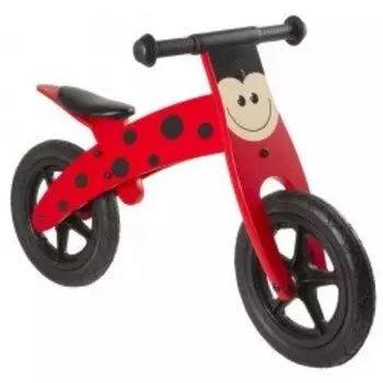 Беговел BEETLE деревянный, регулируемая рама и седло, колеса 12", красно-черный, 5-659974