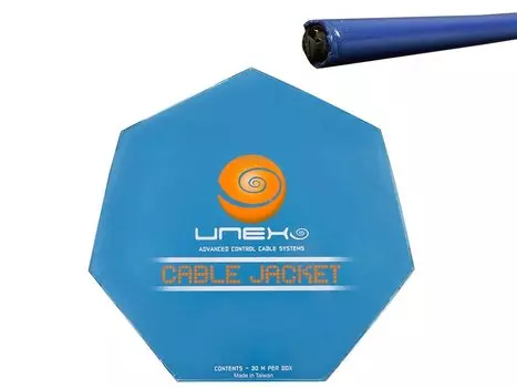 Рубашка троса тормоза UNEX, синяя, 5мм х 30м бухта, в цветной коробке, UN-22030BL BLUE