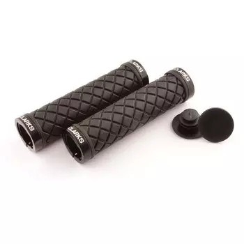 Ручки на руль CLARKS, CLO276, резиновые, дизайн ромбы, антискользящие, 130 мм, с 2 фиксаторами, 3-472