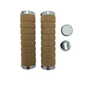 Ручки на руль M-WAVE. .отделка "под дерево". 2 фиксатора, светло-коричничнивые, 5-410614