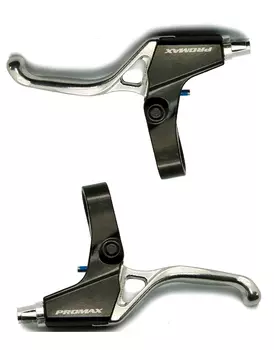 Ручки тормозные PROMAX, под "четрыре пальца", алюминиевые, серебристо-черные, BL-39AP