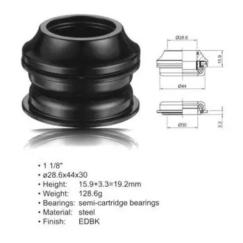 Рулевой набор AUTHOR ACO-HS20 Int. сталь полу-картр. 1 1/8" AHEAD 28,6/44/30 черный 8-23950101
