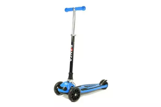Самокат Bonza Spyke (JW035), трехколесный, детский, складной, светящиеся колеса, синий